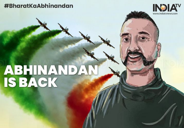 Imagen de apoyo y celebración ante el regreso del piloto capturado en la prensa india