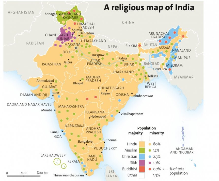 Resultado de imagen de indian religious map