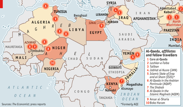 Aliados y filiales de Al- Qaeda en el mundo /  Fuente: Associated Press