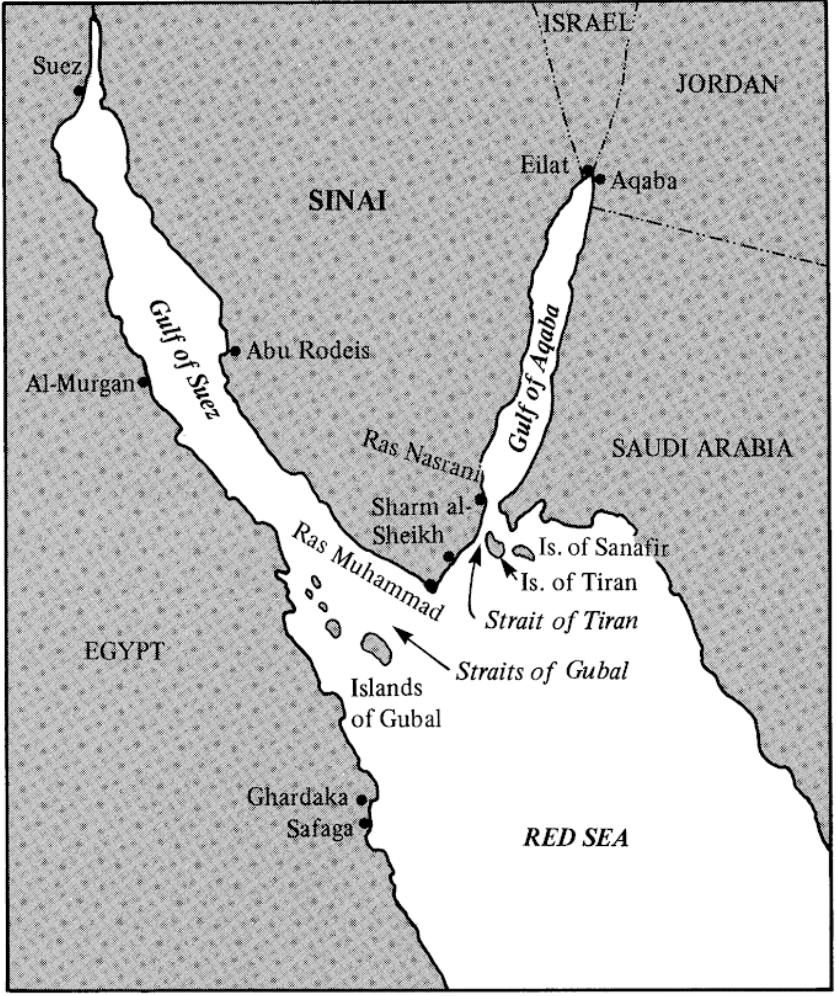 Ubicación de las islas de Tirán y Sanafir