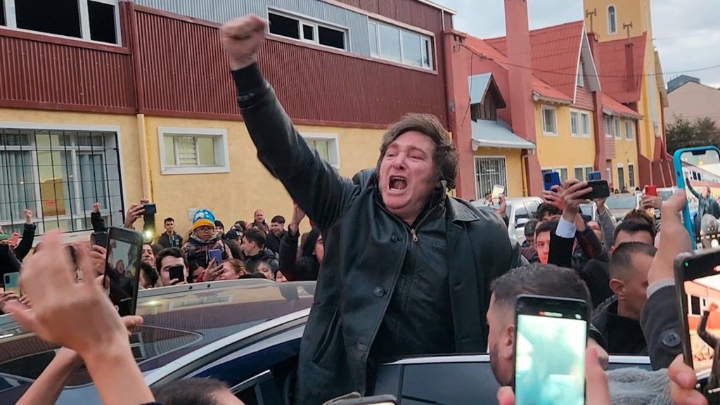 Javier Milei en un acto en Ushuaia