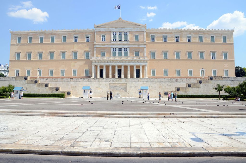 Edificio del parlamento de Grecia. Kyriakos Mitsotakis busca revalidar su mayoría en la Cámara.