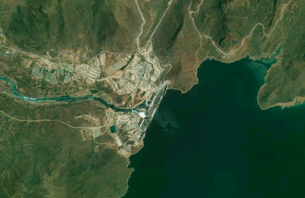 Imagen satelital de la Presa del Renacimiento Etíope.