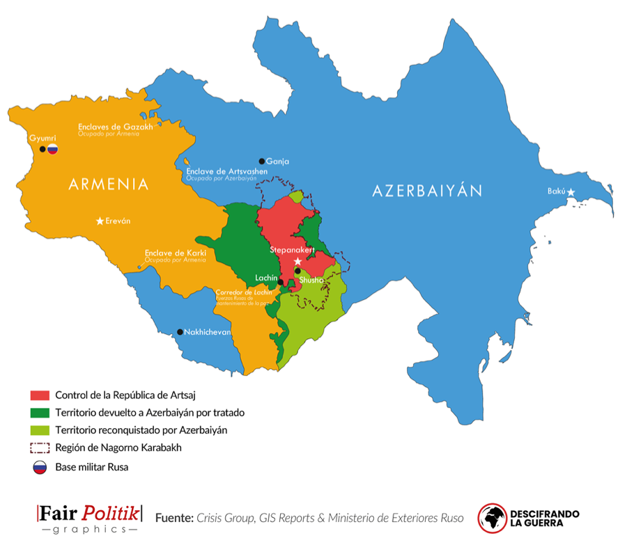 Conflicto de Nagorno-Karabaj. Cambios territoriales del cese al fuego del 10 de noviembre de 2020