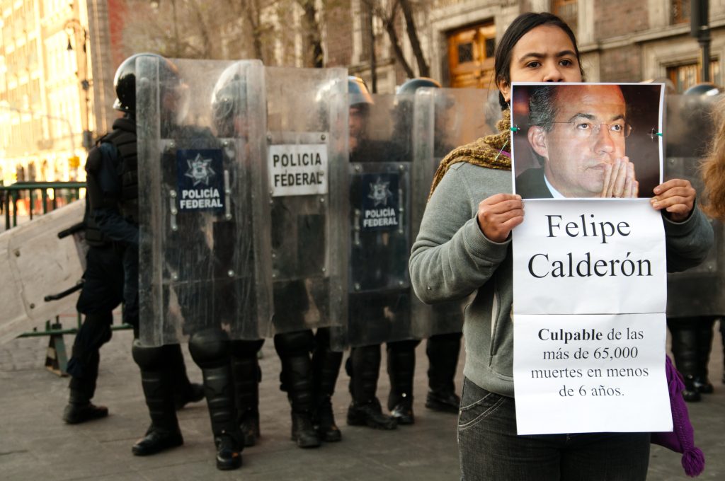 Protesta organizada en 2011 contra las medidas aplicadas por el presidente Felipe Calderón para luchar contra el crimen organizado mexicano.