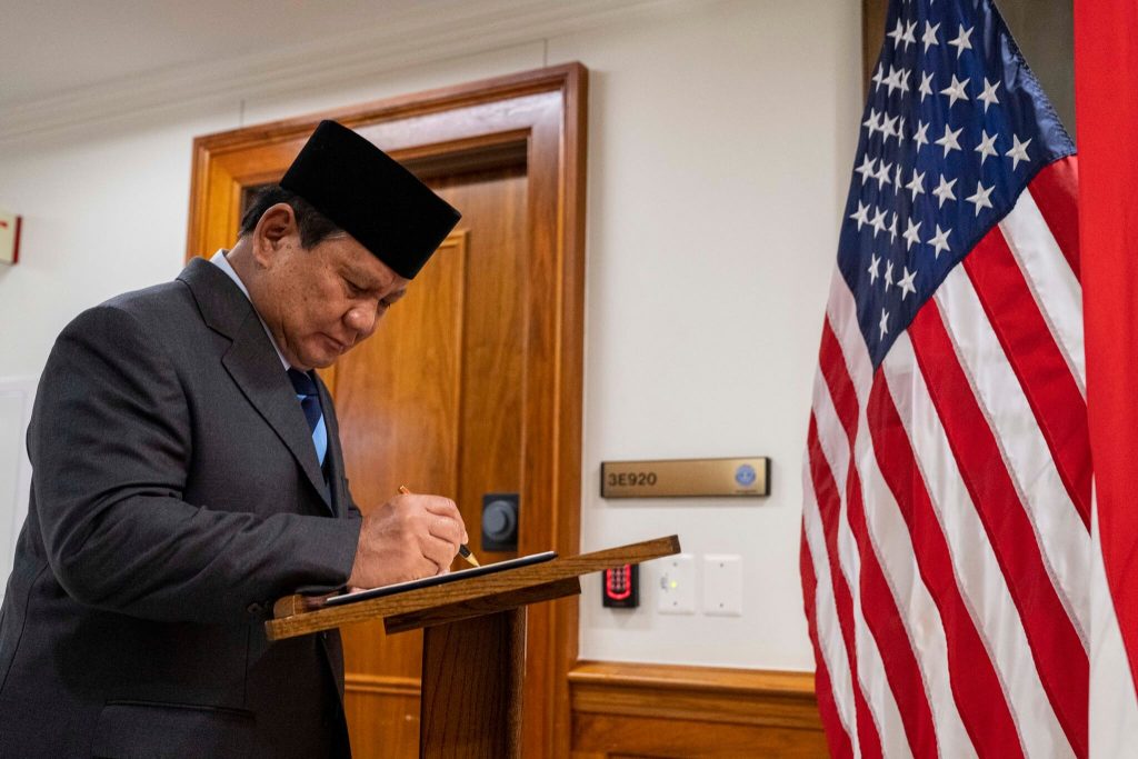 Prabowo Subianto, actual ministro de Defensa de Indonesia y candidato presidencial, durante su visita a Estados Unidos en agosto de 2023.
