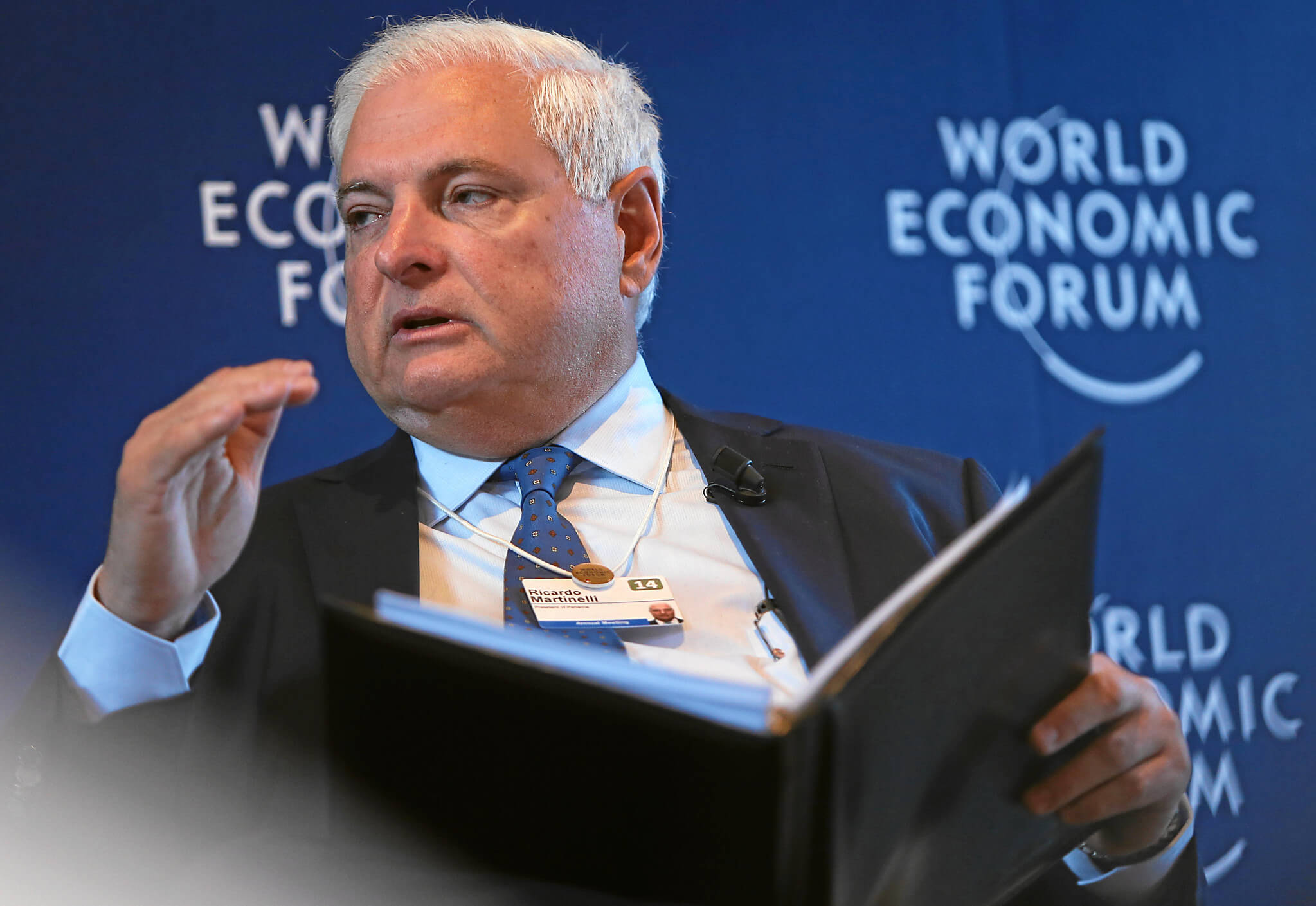 Ricardo Martinelli, en una de las conferencias de World Economic Forum cuando todavía era presidente de Panamá