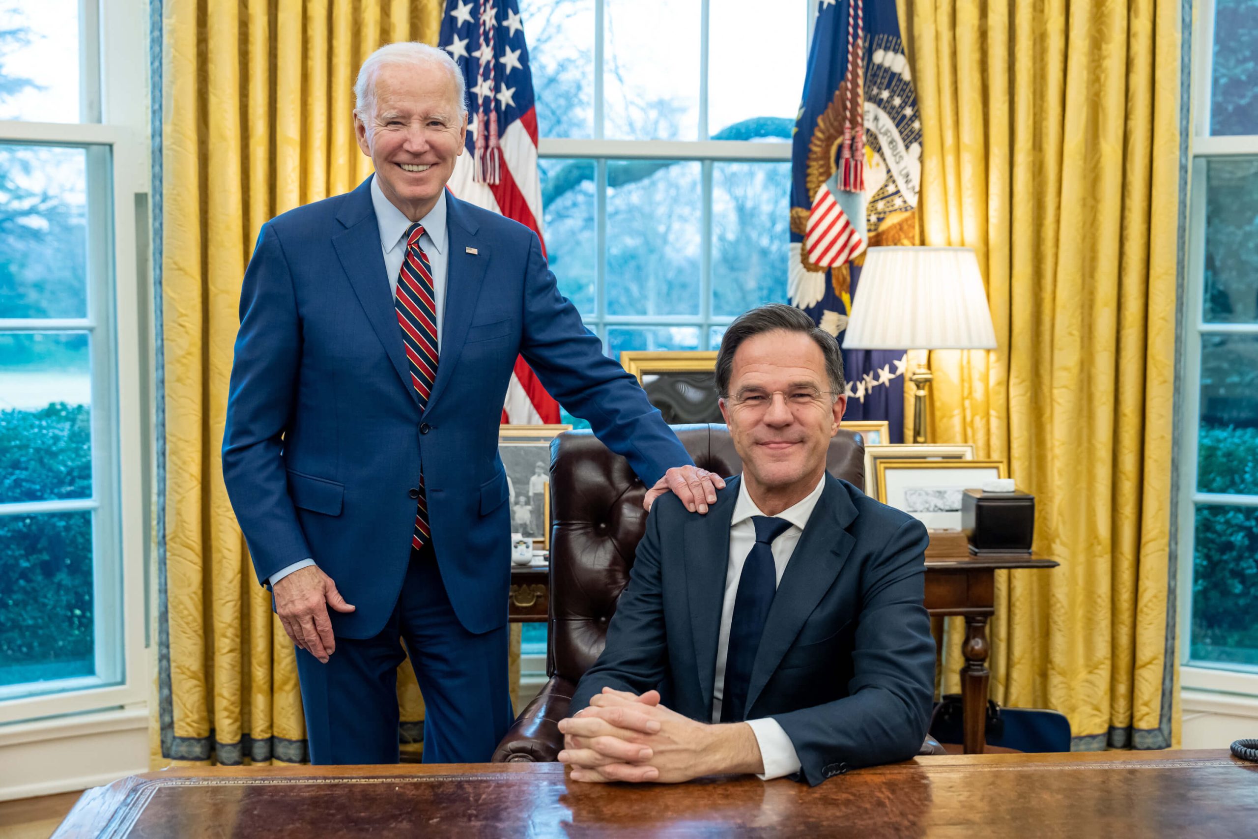 Mark Rutte junto a Joe Biden en la Casa Blanca, 2023. Fuente: Adam Schultz / Dominio público.