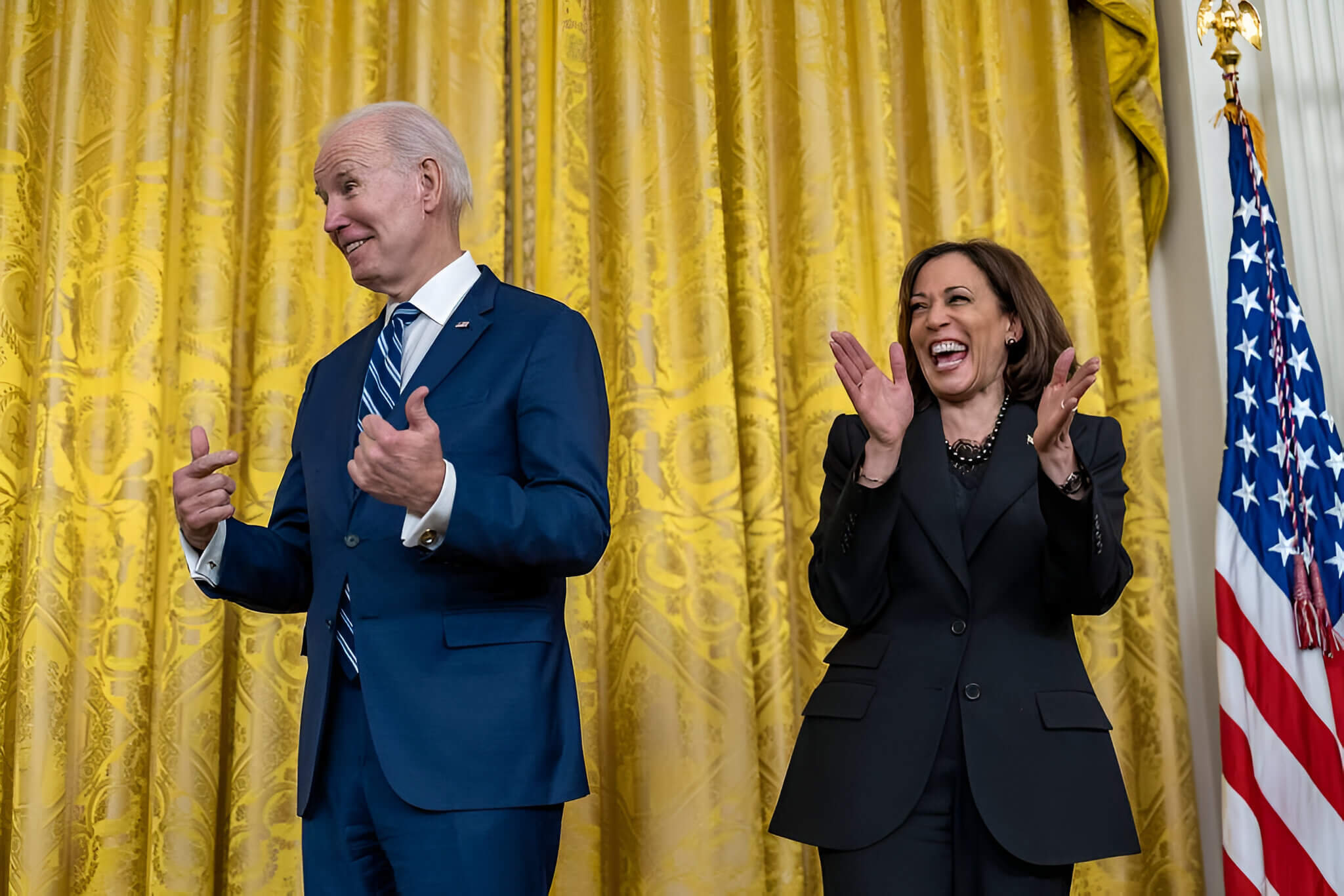 Joe Biden y Kamala Harris juntos en un acto celebrado en la Casa Blanca.