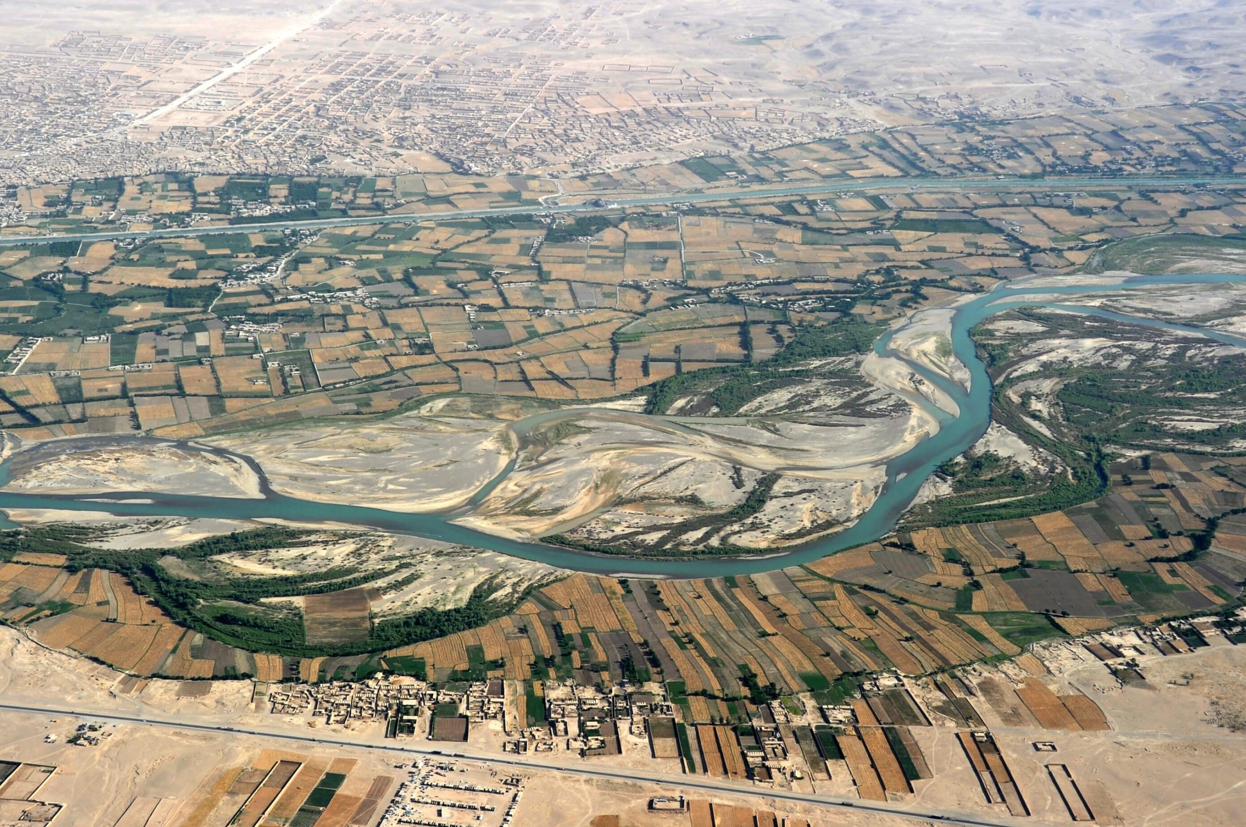 Imagen aérea del Río Helmand, Afganistán.