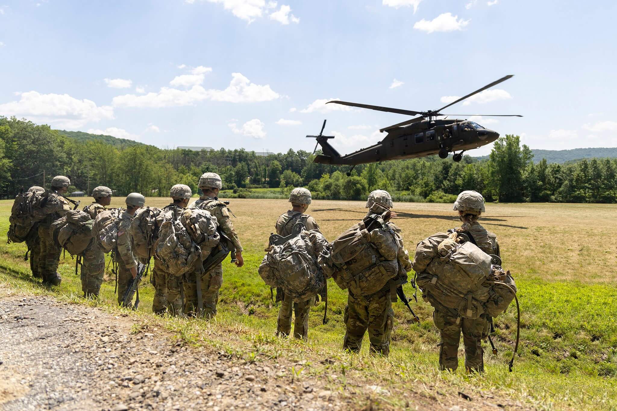 Soldados del ejército estadounidense realizan unos simulacros militares en West Point.