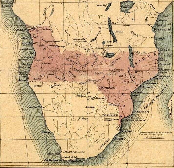 Plan de Portugal para unir por tierra sus colonias de Angola y Mozambique.