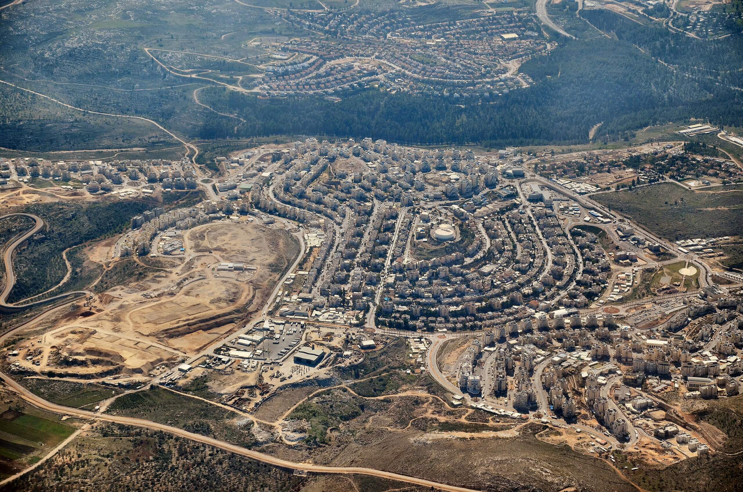 Imagen aérea de la colonia israelí de Modi'in Illit en Cisjordania. 