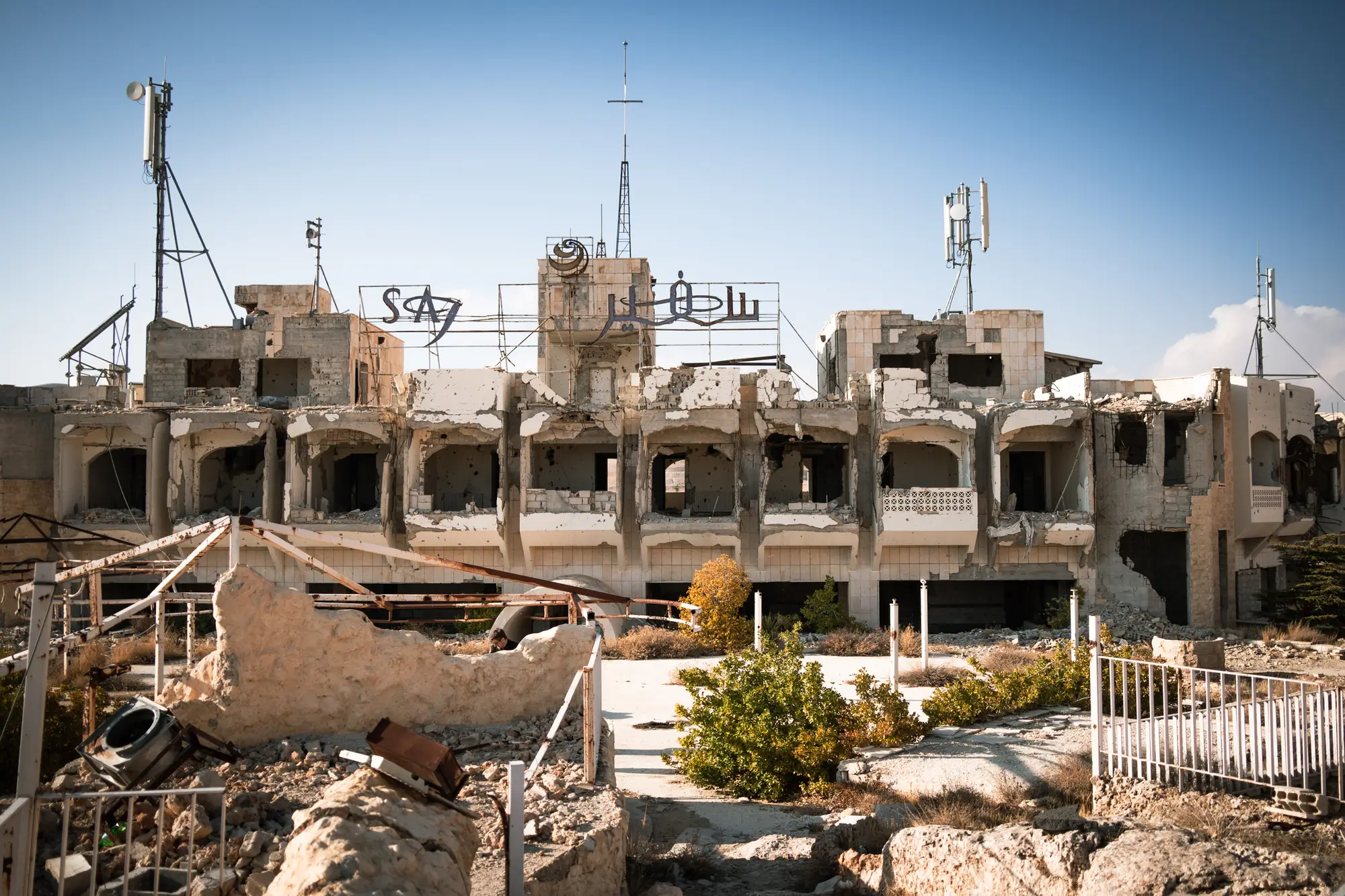 El hotel más icónico de Malula, completamente destruido durante la guerra civil de Siria.